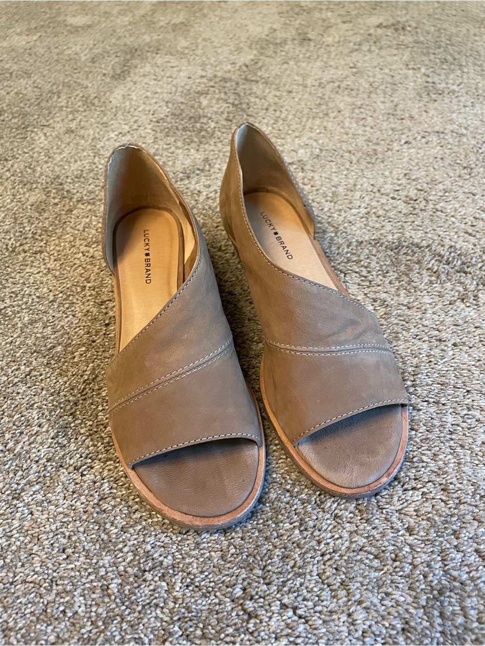 Lucky Brand Brown Leather Open-Toe Sandals